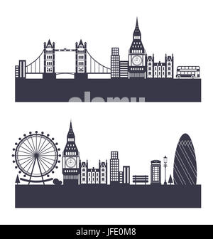 Illustrazione silhouette sullo sfondo di un astratto dello skyline di Londra - Foto Stock