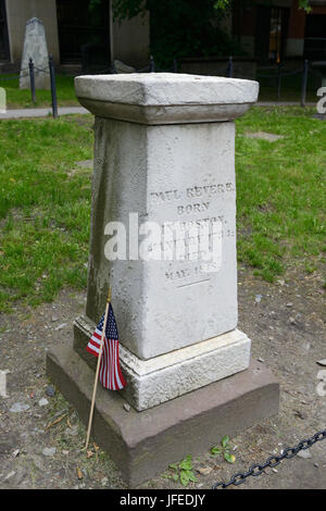 Paul Revere la lastra tombale di Boston Foto Stock