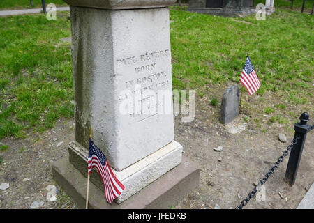 Paul Revere la lastra tombale di Boston Foto Stock