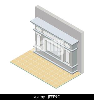Vettore camino isometrica icona, 3d elemento piatto. Illustrazione Vettoriale