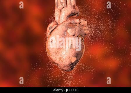 Cuore di distruzione. Concettuale illustrazione di computer che possono essere utilizzati per illustrare le malattie di cuore. Foto Stock