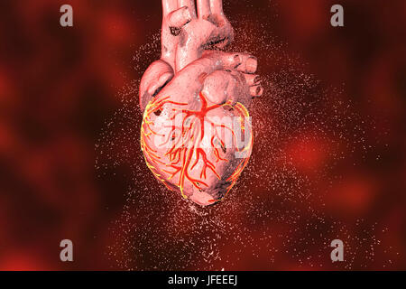Cuore di distruzione. Concettuale illustrazione di computer che possono essere utilizzati per illustrare le malattie di cuore. Foto Stock