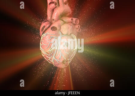 Cuore di distruzione. Concettuale illustrazione di computer che possono essere utilizzati per illustrare le malattie di cuore. Foto Stock