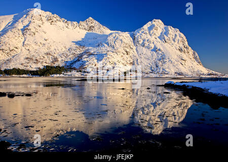 Norvegia, fiordo, nella costa est dell'isola Foto Stock