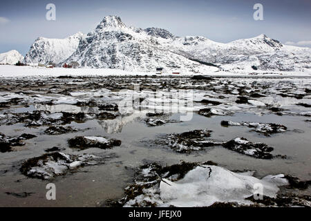 Norvegia Lofoten, Flakstadoya, Flakstadpollen Foto Stock