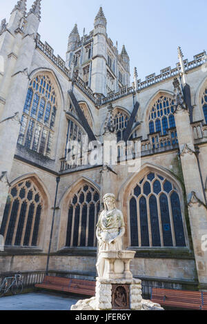 Inghilterra, Somerset, bagno, Fontana e la Cattedrale Foto Stock
