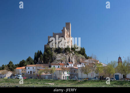 Spàin, Castilla la Mancha regione, provincia di Albacete, Almansa castello città di Almansa Foto Stock