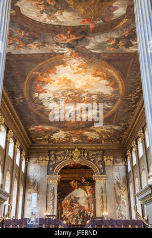 Inghilterra, Londra Greenwich, Old Royal Naval College, la sala dipinta Foto Stock