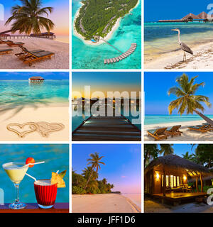 Collage di Maldive spiaggia immagini (foto) Foto Stock