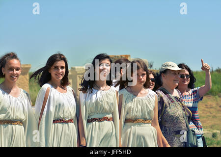 HISTRIA,CONSTANTA, Romania - 25 giugno 2017.autentica esperienza a Histria fortezza con lo stile di vita e le tattiche di romani e Daci.Parte del Tour X Foto Stock