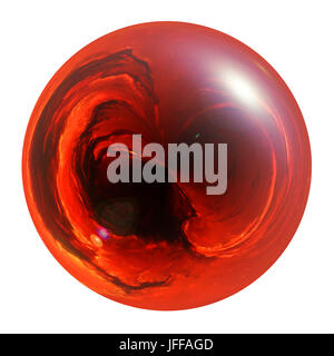 3d rosso sfera fiery su sfondo bianco Foto Stock