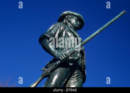 Minute Man statua a North Bridge, Minute Man National Historic Park, Massachusetts Foto Stock