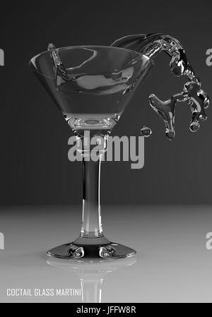 Cocktail martini di vetro 3D immagine su sfondo scuro Foto Stock