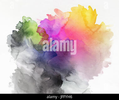 Abstract rainbow mixed media acquerello Foto Stock