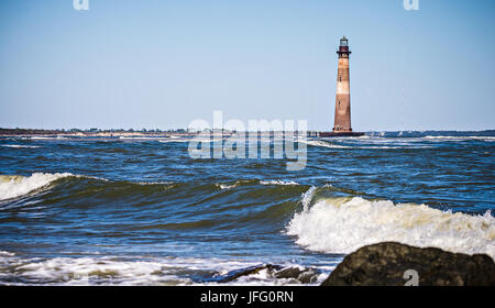 Morris island lighthouse in una giornata di sole Foto Stock