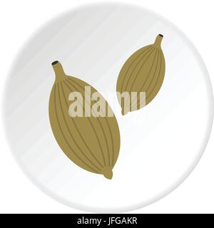Green i semi di cardamomo cerchio icona Illustrazione Vettoriale