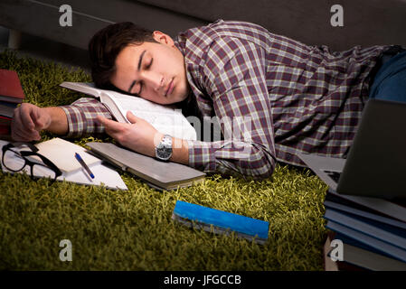 Studente la lettura di libri la preparazione per gli esami Foto Stock