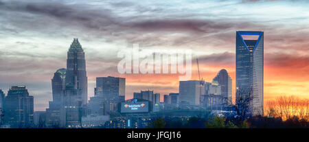 Charlotte nella Carolina del nord dello skyline della città nel nord carollina Foto Stock