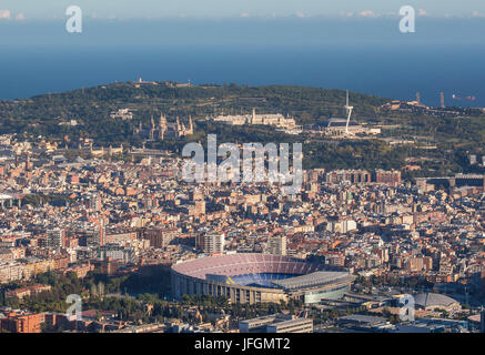 Spagna, Catalunya, Barcelona City, Nou Camp Stadium, Montjuich Hill Foto Stock