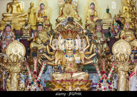 Thailandia, Bangkok, Khaosan Road, Wat Chana Songhram, statue buddiste Foto Stock