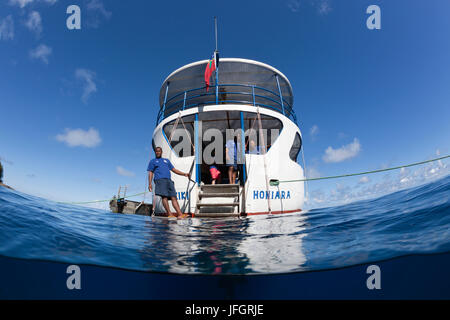 Diving barca safari Bilikiki, Marovo Lagoon, nelle Isole Salomone Foto Stock