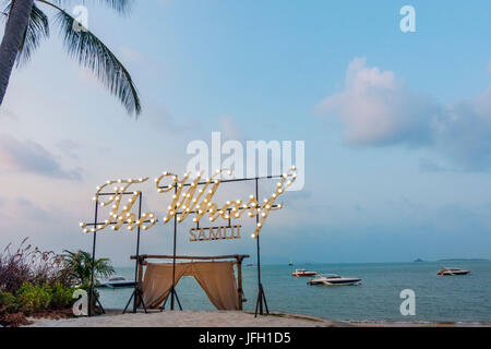 Bar in spiaggia, Spiaggia Bo Phut, isola di Ko Samui, Thailandia, Asia Foto Stock