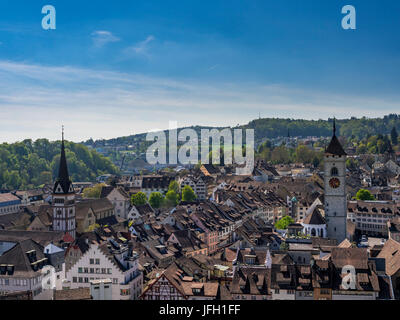 Vista sul centro storico di Sciaffusa canton Sciaffusa, Svizzera, Europa Foto Stock