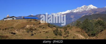 Catena hannapurna visto da Ghale Gaun Foto Stock