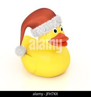 Gomma gialla ducky con un cappello di Natale Foto Stock