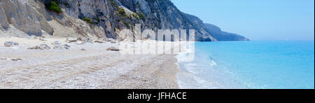 Bianca spiaggia Egremni (Lefkada, Grecia) panorama. Foto Stock