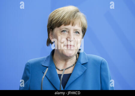 Merkel incontra il PM Ceco Sobotka a Berlino. Foto Stock