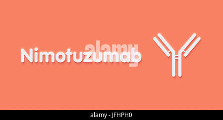 Nimotuzumab anticorpo monoclonale farmaco. Obiettivi del recettore del fattore di crescita epidermico (EGFR) e viene utilizzato per il trattamento di glioma. Nome generico e stilizzare Foto Stock