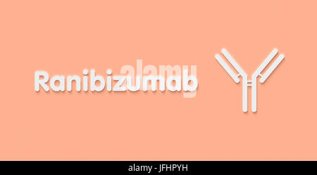 Ranibizumab di frammento di anticorpo monoclonale (Fab) farmaco. Obiettivi il fattore di crescita endoteliale vascolare di un (VEGFA) ed è indicato per il trattamento di età-re Foto Stock