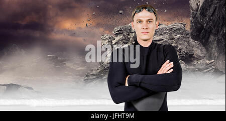 Immagine composita del ritratto del nuotatore in neoprene Foto Stock
