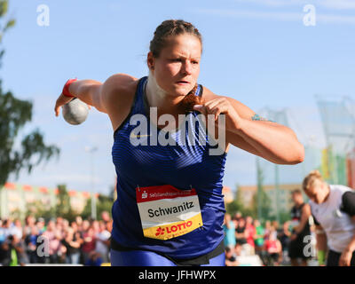 Il tedesco shot putter Christina Schwanitz (Germania,LV 90 i Monti Metalliferi) Foto Stock