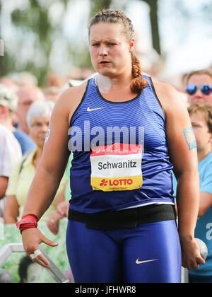 Il tedesco shot putter Christina Schwanitz (Germania,LV 90 i Monti Metalliferi) Foto Stock