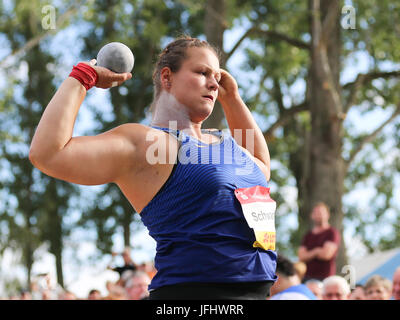 Il tedesco shot putter Christina Schwanitz (Germania,LV 90 i Monti Metalliferi) Foto Stock