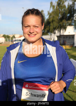 Il tedesco shot putter Christina Schwanitz (Germania,LV 90 i Monti Metalliferi) Foto Stock