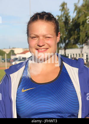 Il tedesco shot putter Christina Schwanitz (Germania,LV 90 i Monti Metalliferi) Foto Stock