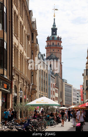 Leipzig Nikolaistrasse (street) Nikolaikirche (chiesa) Foto Stock