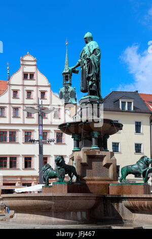 Freiberg di mercato superiore e la chiesa di San Pietro un monumento Ottone il ricco Foto Stock