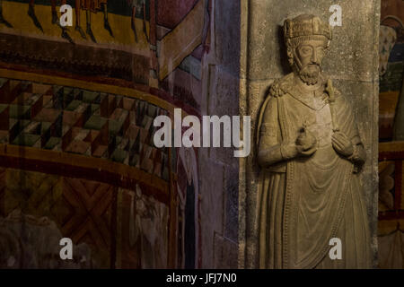 La Svizzera del Cantone dei Grigioni, Müstair, abbazia benedettina St. Johann in Münstertal, chiesa, all'interno Foto Stock