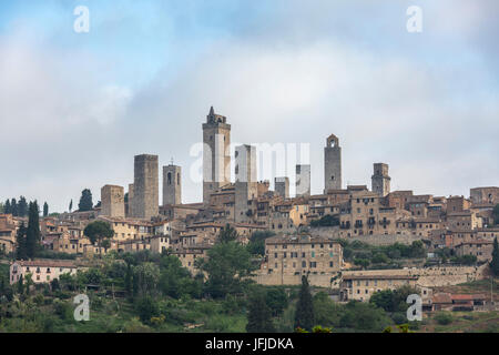 San Gimignano, Val d'Orcia, Siena distretto, Toscana, Italia, Foto Stock