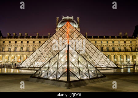 Vista del museo del Louvre e la Piramide, Parigi, Francia Foto Stock