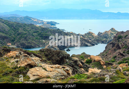 Costa Brava estate vista da Cap de Creus, Spagna. Foto Stock