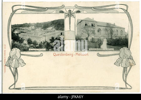 0 39-Meißen-1902-Gasthaus Questenberg mit Blick zur Porzellan-Manufaktur-Brück & Sohn Kunstverlag Foto Stock