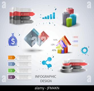 Set di vettore di elementi di design per una infografica o presentazione Illustrazione Vettoriale