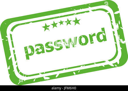 Password timbro di gomma su uno sfondo bianco Foto Stock