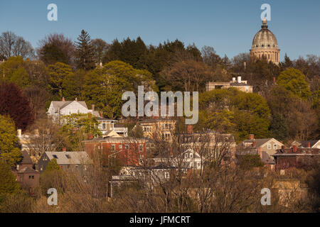 Stati Uniti d'America, Rhode Island, la provvidenza, vista in elevazione del College Hill Foto Stock