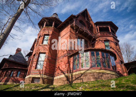 Stati Uniti d'America, Connecticut, Hartford, Mark Twain House, ex casa del celebrato scrittore americano Mark Twain Foto Stock